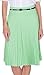 Knee Length Pleated A-Line Skirt with Skinny Belt