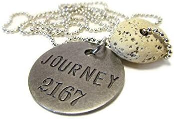 Journey Metal Tag Diffuser Fossil Stone 24 Inch Unisex Necklace