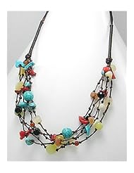 Cotton Waxed Thread Turquoise Necklace