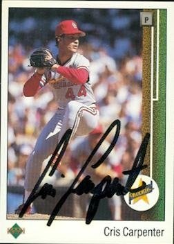Cris Carpenter Autographed/Hand Signed Baseball Card (St. Louis Cardinals) 1989 Upper Deck #8