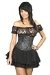 Black Satin Steel Boned Underbust Corset Waist Cincher