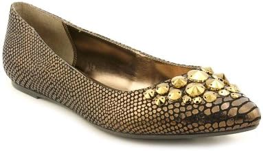 FALCHI by Falchi Shoes Women's Reese Pointed Toe Flats in Bronze Size 8