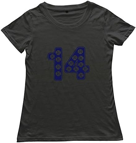 Baseball Number 14 Women's Cotton Tee Shirts Black Small