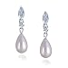 Sterling Silver Cubic Zirconia and 8x13 mm Freshwater Cultured Pearl Teardrop Earrings by Cheline