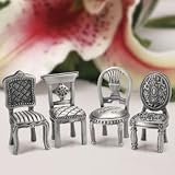 Pewter Chair Figurine Place Card Holders