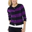 GO International&reg; Striped Sweater - Violet/Ebony