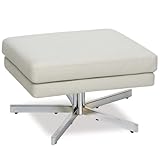 Swivel Ottoman with Metal Base in White Vinyl
