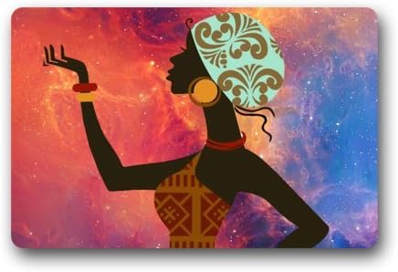 Cool Door Mat Washable Doormat African Woman 23.6"(L)x15.7"(W) 3/16"