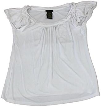 Grace Elements Ladies Ruffle Front &amp; Cap Sleeve Blouse Top White (2XL)
