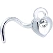 Sterling Silver Clear Austrian Crystal Lock Heart Nose Ring Made with SWAROVSKI ELEMENTS