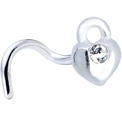 Sterling Silver Clear Austrian Crystal Lock Heart Nose Ring Made with SWAROVSKI ELEMENTS