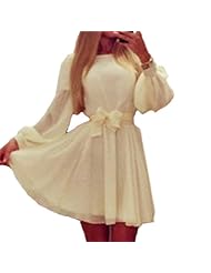 Sexy  2015 Chiffon Knee Length Puff Sleeves Evening Dress/Party Dress  With a Bow(s)