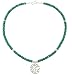 Round Cut Out Family Tree of Life Pendant in Sterling Silver on an Emerald Gemstone Bead Choker Necklace, 16" Length, #7824