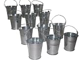 Hortense B. Hewitt Wedding Accessories Favor Holders, Miniature Galvanized Tin Buckets, 12 Count