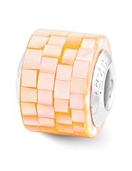 Sterling Silver Reflections Light Orange Mother of Pearl Mosaic Bead