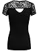 THENEWNEW Womens Short Sleeve V-Neck T-Shirt With Lace Detail (S-3XL)