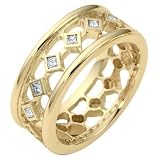 Ladies 14 Karat Yellow Gold Diamond Wedding Band, 0.52 TCW