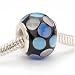 Murano Style Glass Lampwork Bead Fits Pandora Black With Blue Dots 14mm (1)