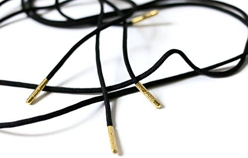True Laces Women's Casual Laces Black with Gold Metal Tips -3 mm - 32''