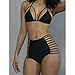 Polovi Women's Sexy Strappy Hollow-out High-waisted Bikini Swimwear Bikini Black