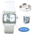Childrens Me To You Watch with White Faux Leather Durable Strap and White Square Dial