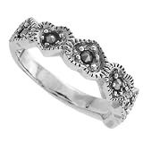 SilverBin Sterling Silver Elegant Heart Style Ring with Marcasite Accents