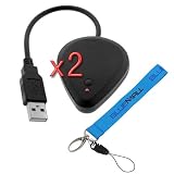 GTMax 2x Wireless Receiver Dongle + Wrist Strap Lanyard for Playstation 3 Guitar Hero Wireless Guitar