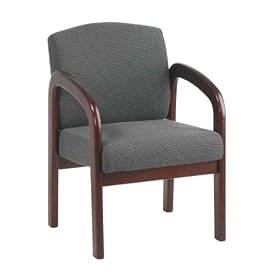 Office Star Work Smart Mahogany Finish Wood Visitors Chair, Charcoal