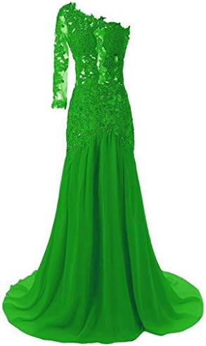 Lejeapy Women's One Shoulder Sexy Mermaid Evening Prom Dress Party Gown Emerald Green 24 Plus