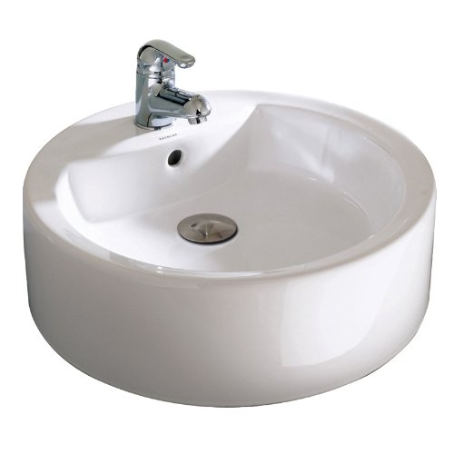 Decolav 1422-CWH Round Vitreous China Above-Counter Vessel with Overflow, White