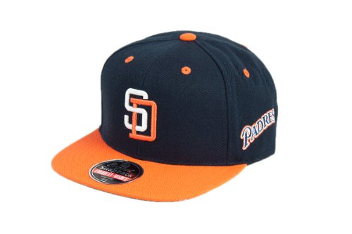 MLB Men's San Diego Padres Blockhead Snapback Cap (Navy/Orange, Adjustable)