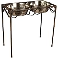 Bowls in Raised Iron Feeder - Rustic Brown (L)
