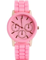 HACBIWA Women Girls Ladies Silicone Pink Color Jelly Wrist Watch