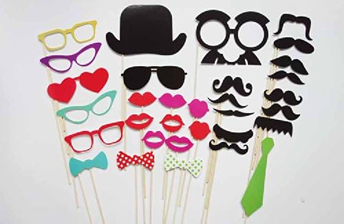 TANZK 32pcs Photo Booth Props Lips Moustache On A Stick For Wedding Party Photography
