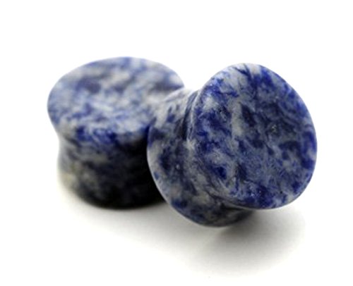 Blue Lapis Stone Plugs - 2g - 6mm - Sold As a Pair