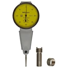 Mitutoyo 513-284GE Dial Test Indicator, Basic Set, Parallel Type, 8mm Stem Dia., Yellow Dial, 0-40-0 Reading, 40mm Dial Dia., 0-0.8mm Range, 0.01mm Graduation, +/-0.008mm Accuracy