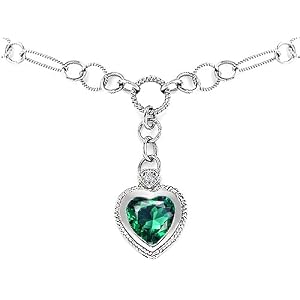 Buy 4.75 cttw 925 Sterling Silver 14K White Gold Plated Lab Created Heart Shape Emerald Pendant by Finejewelers