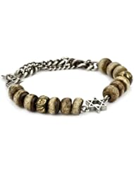 M.Cohen Hand made Designs Star Of David On Yak Bone and Sterling Silver Chains Bracelet