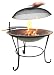 Gardeco Outdoor Large Dual Purpose Damascus Barbeque Fire Bowl with Protective Spark Guard