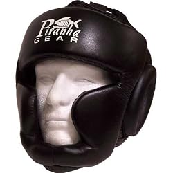 Piranha Gear Leather head guard w/ chin and cheek padding