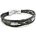 KONOV Mens Womens Leather Rope Bracelet, Tribal Braided Cuff Bangle, Brown Black Silver