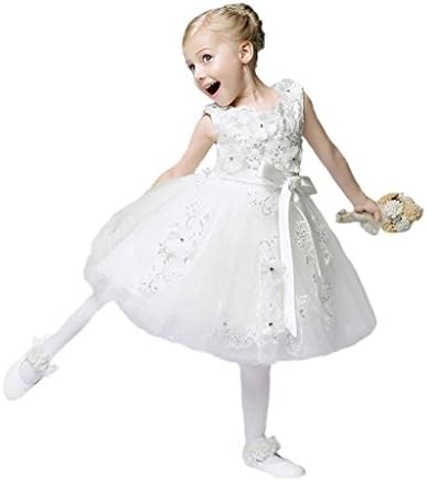 KAIDUN Wedding Flower Girl Dress for Party Pageant White dresses White 5