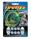 Produkt-Bild: Blinkende LED Ventilkappen "TIREFLYS CLASSIC" Gr&uuml;n, Set mit 2 Tirefly und 6 Ersatzbatterien