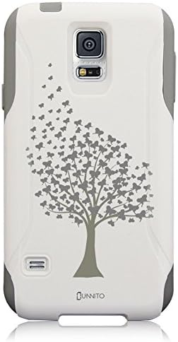 Unnito Galaxy S5 Case โ Hybrid Commuter Case | Slim Cover with Hard Shell Design and Soft Inner Layer Compatible with Galaxy S5 White Case - Butterfly Tree