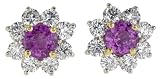 Platinum and 18k Yellow Gold Pink Sapphire and Diamond Cluster Earrings (2.38 cttw sapphires and 2.10 cttw, E-F Color, VS2 Clarity diamonds)