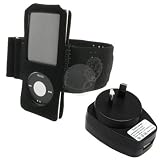 iPod Gen4 Armband + USB Australia Travel Charger Adapter, black
