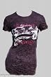 Sledge USA Women's Short Sleeve Crinkle Tee Crown and Freedom in Black