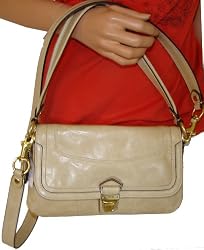 Authentic Coach Poppy Crinkled Vintage Leather Layla Flap Convertible Shoulder Bag 18160 Sand Tan