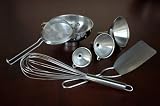 Review   / Deluxe 7 (Seven) Industrial Grade Stainless Steel Funnel Bakeware Set with Wide Mouth. Large, Medium, Small Funnels, Spatula and Mixer