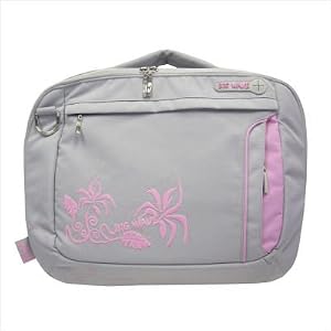 Big Wave Floral Line Professional Womens Laptop Bag in Grey W-0002-GREY